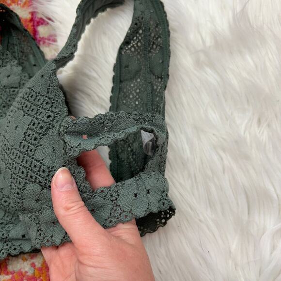 Aerie Green Lace Padded Side Cut Out Lightweight Bralette XS - Picture 5 of 6